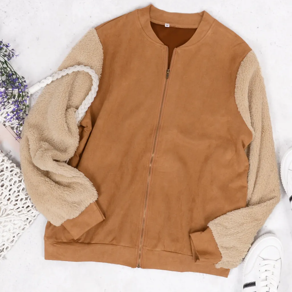 Two Tone Teddy Sleeve Jacket