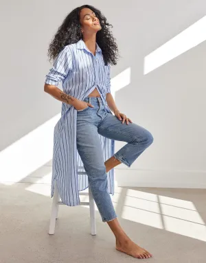 unsubscribed striped boyfriend shirt dress