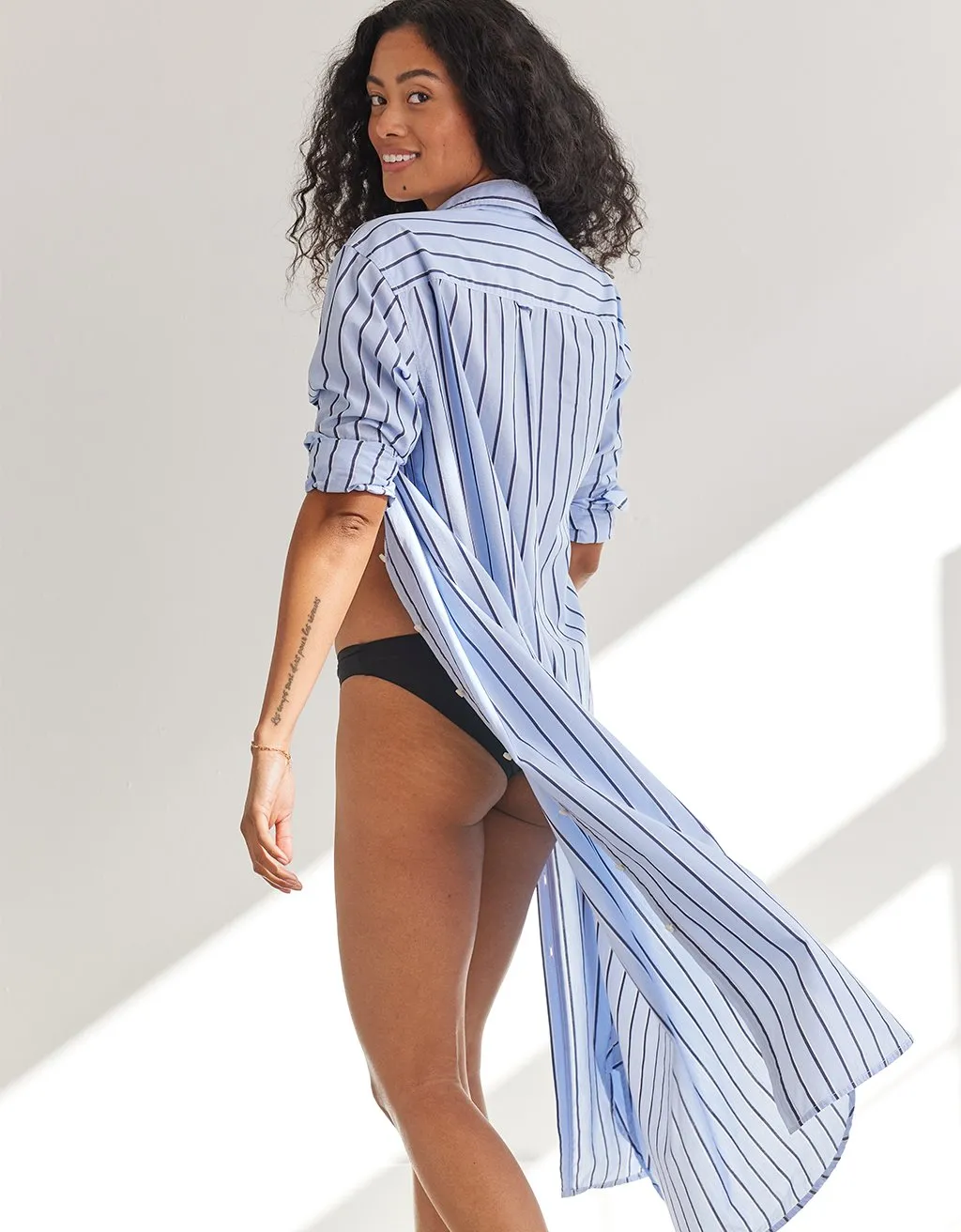 unsubscribed striped boyfriend shirt dress