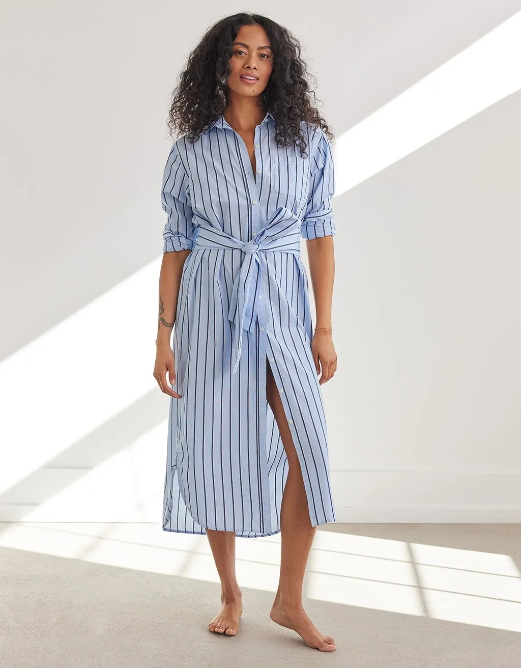 unsubscribed striped boyfriend shirt dress
