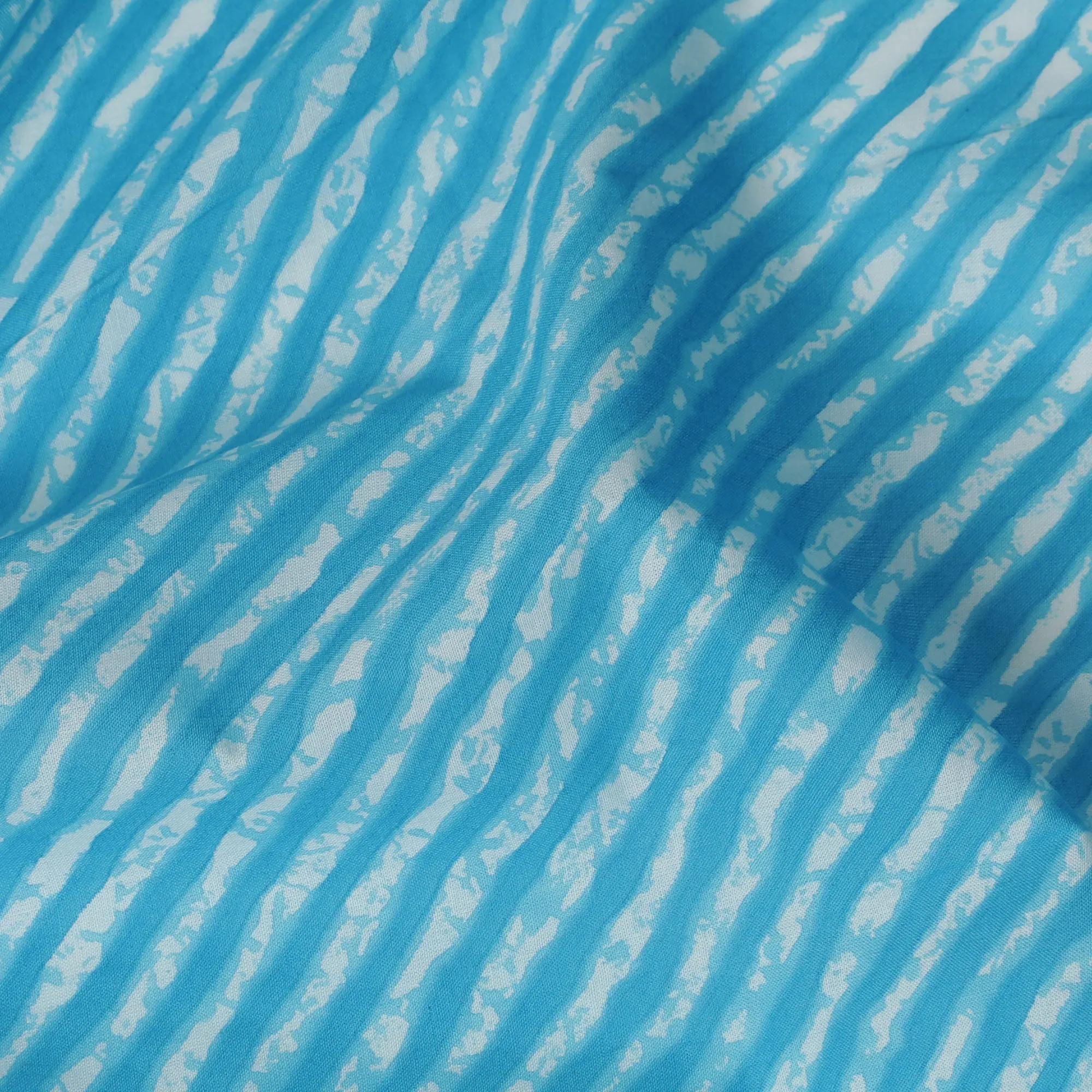 Vibrant Blue and White Striped Cotton Lawn Fabric - 110 cm Width-D19972