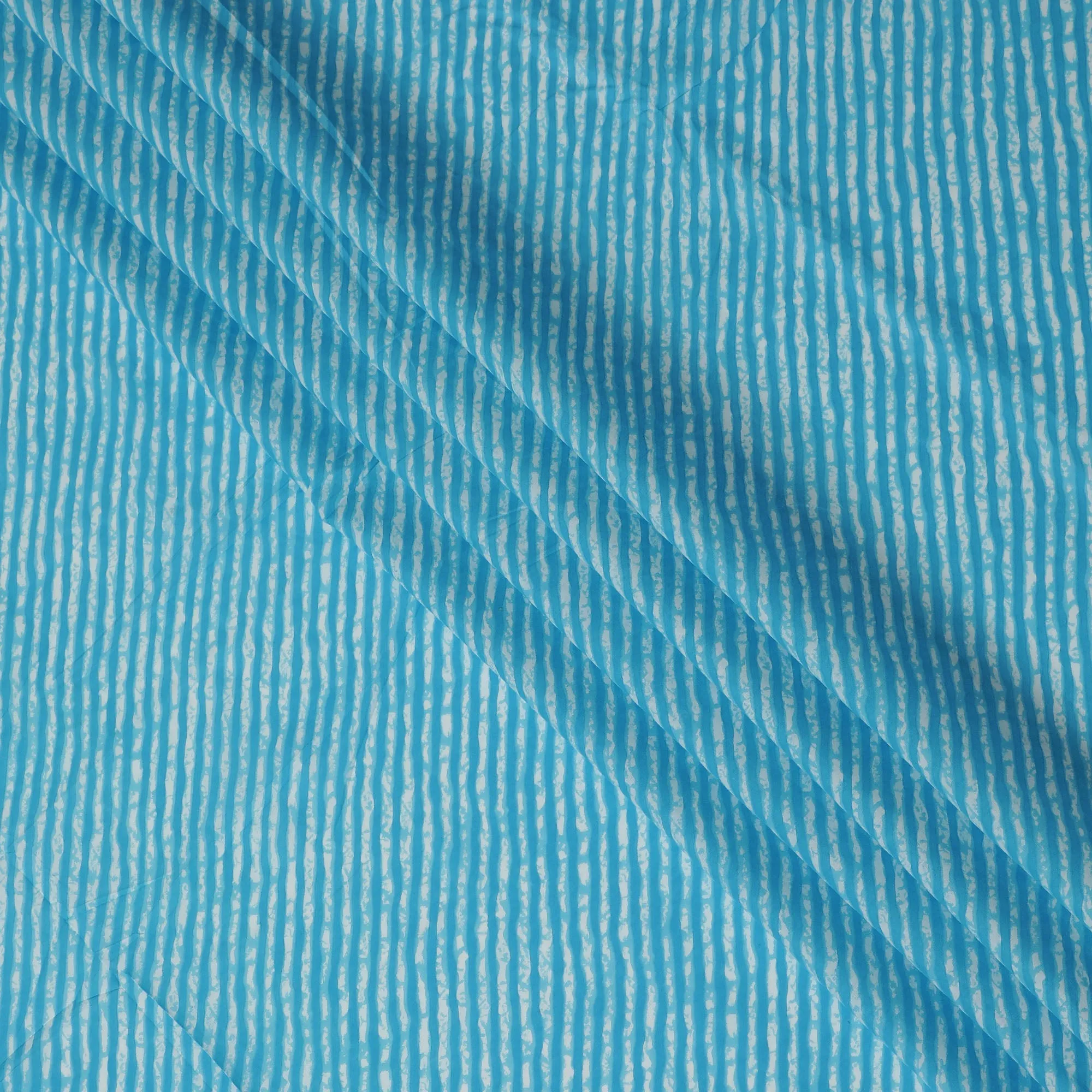 Vibrant Blue and White Striped Cotton Lawn Fabric - 110 cm Width-D19972