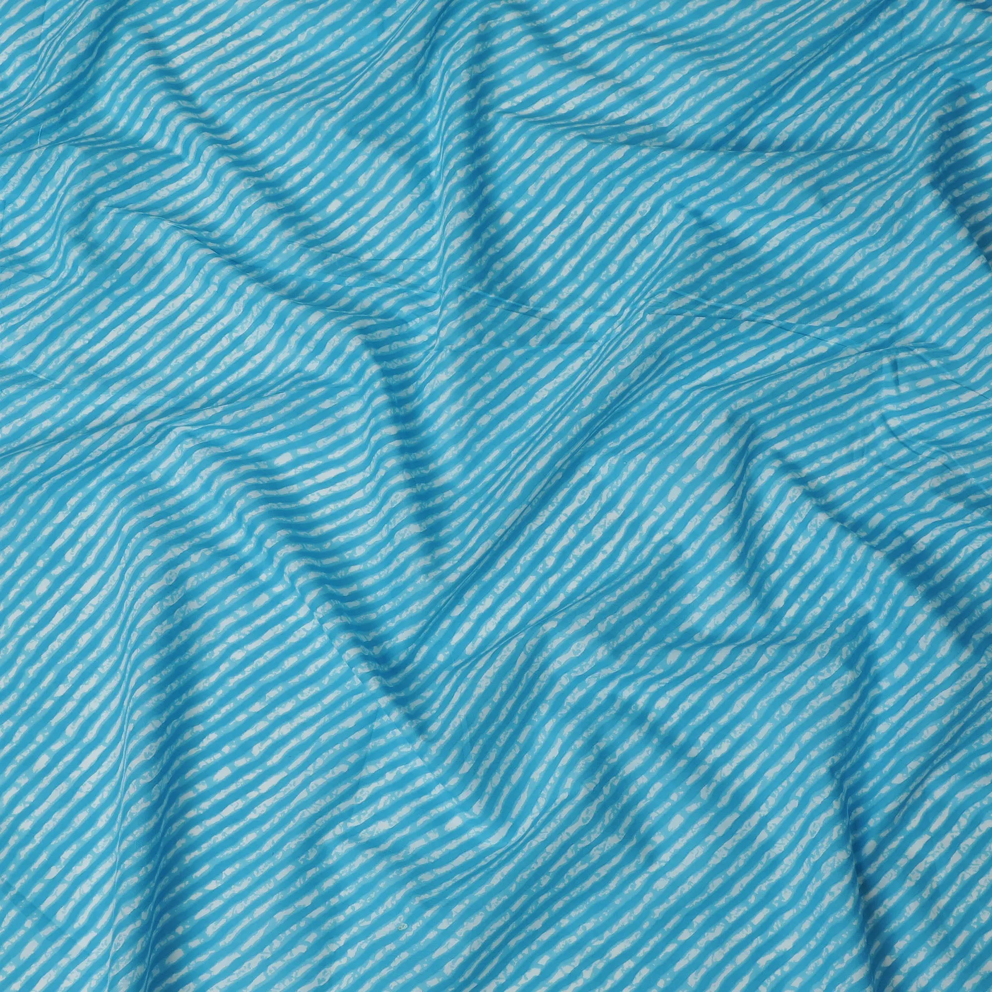 Vibrant Blue and White Striped Cotton Lawn Fabric - 110 cm Width-D19972