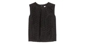 Victoria Beckham Jeans Black Cotton Lace Top UK 8 US 4 F 36 I 40 NEW  LADIES