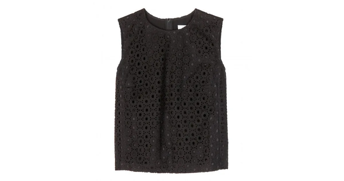 Victoria Beckham Jeans Black Cotton Lace Top UK 8 US 4 F 36 I 40 NEW  LADIES