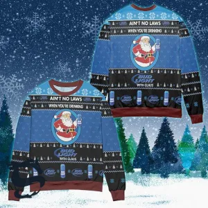 When Youre Drinking Bud Light With Santa Claus Ugly Sweater