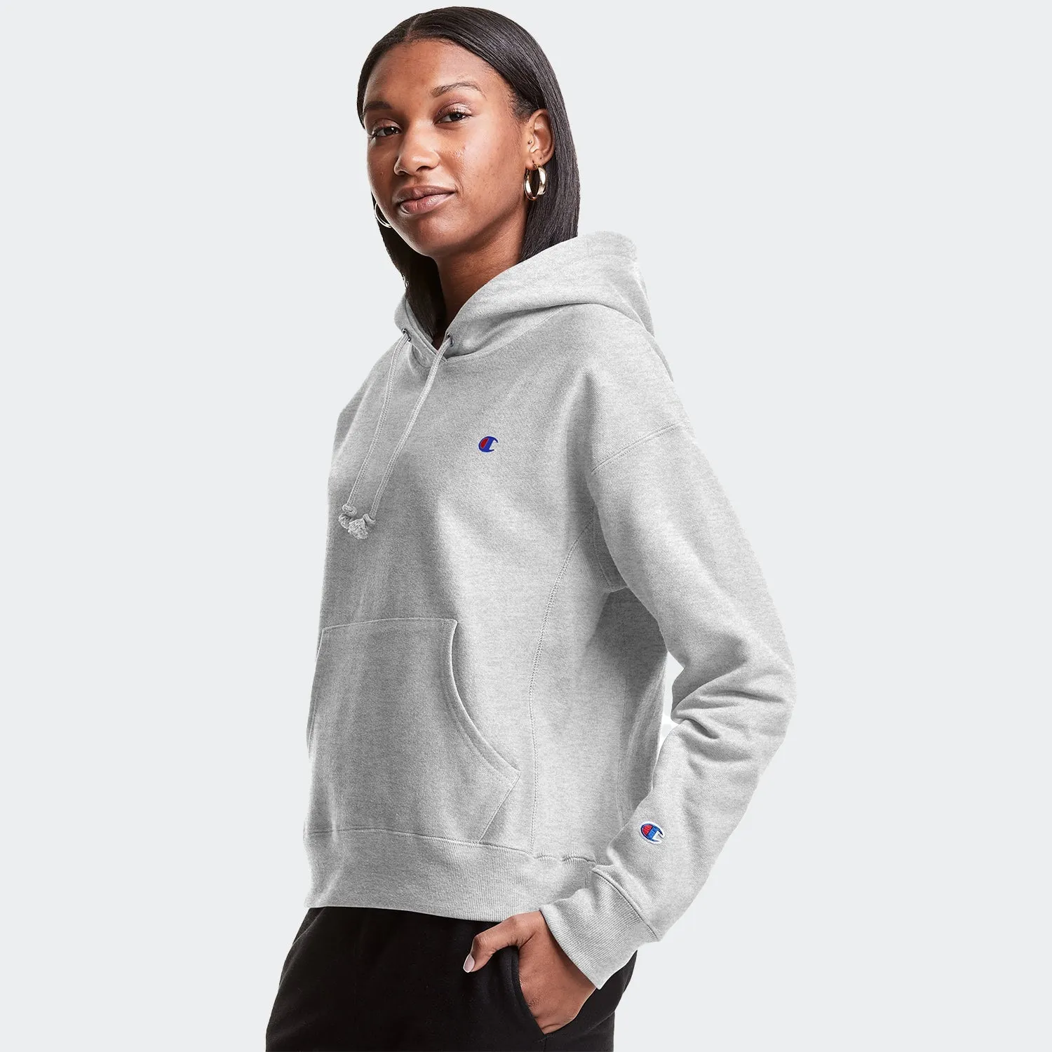 Women's Champion RW Hoodie C Logo Silver Grey