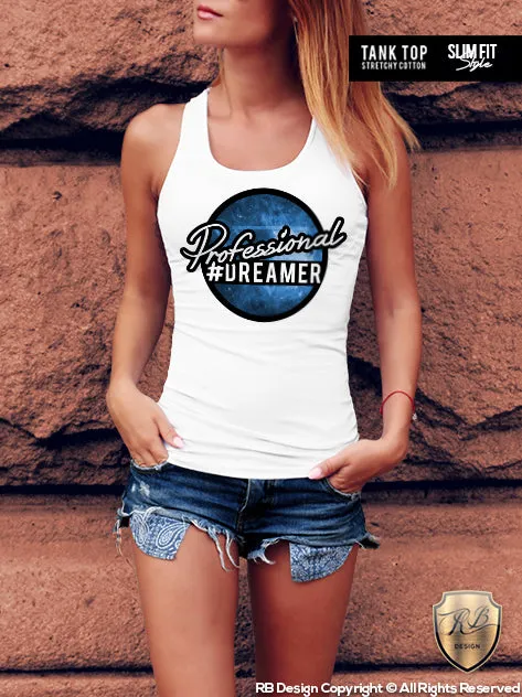 Women's Professional Dreamer T-shirt Ladies Hashtag Tank Top WD042 Blue